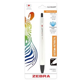 Zebra Marcador Clickart Plumón Retráctil Punto Fino Blíster 1 Pieza Negro.
