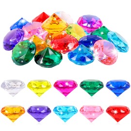 Niceup 26pcs Big Diving Gems Large Diamond Toys Kids Girls Princess Mermaid Party Favors Christmas Stocking Stuffers Pirate Treasure Chest Toys Fake Jewels Gemstones 1.57in for Easter Egg Fillers