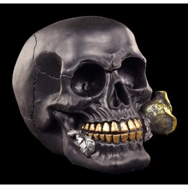 Figuren Shop GmbH Skull with Rose - Black Rose from Dead Hand Painted | Gothic Figure