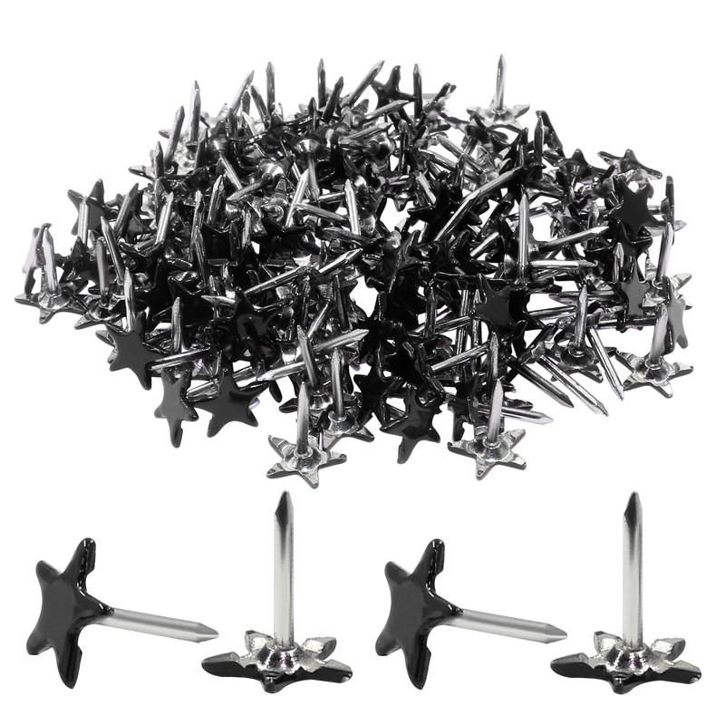 Piutouyar 150 Pcs Star Push Pins, Black Upholstery Tacks Star
