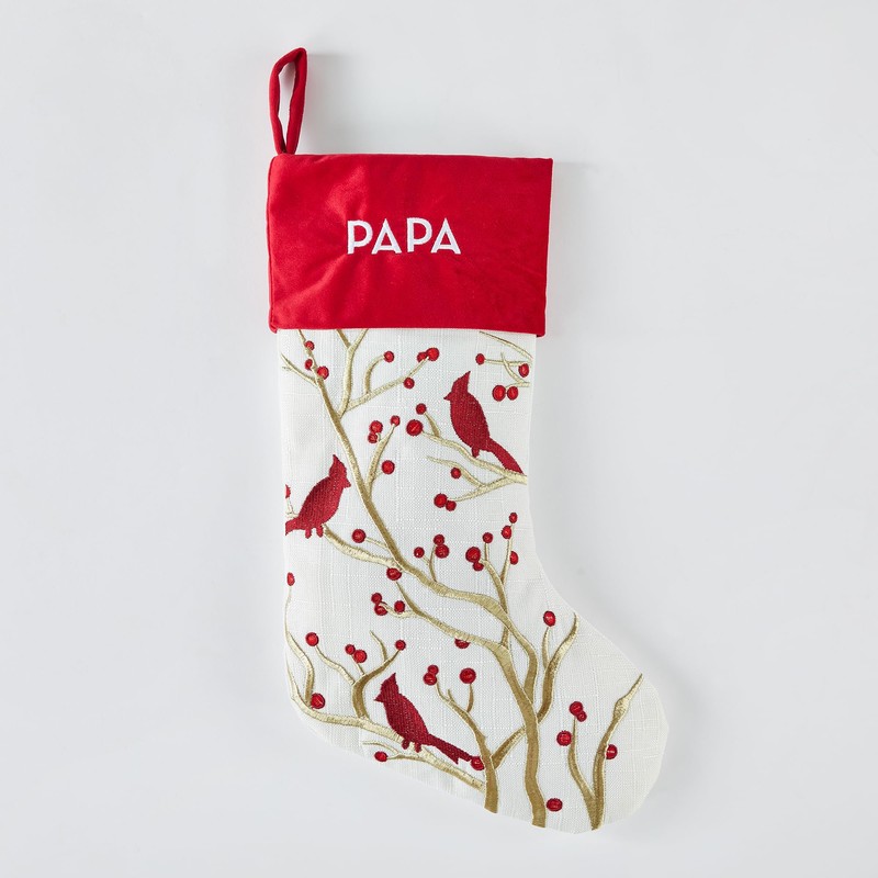 THINGS REMEMBERED Embroidered Cardinal Stocking (Free Customization)