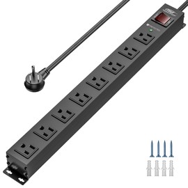 CRST CRST 8 Outlet Metal Heavy Duty Power Strip, 2100J Power Strip Surge Protector, 6FT Cord Mountable Power Strip for Home Office Garage Workshop School, Wide Spaced Industrial Power Strip15A/1875W