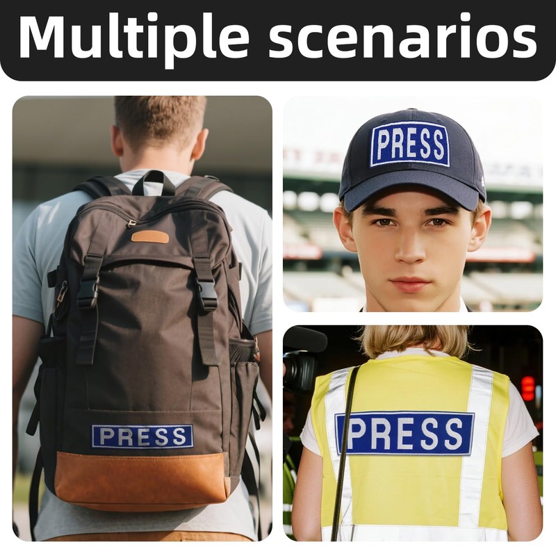 3 Pack Press Patches, Press Badge Embroidered Patches for Backpacks,