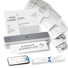PRT Inkless Portable Printer for Travel, Wireless Thermal Printer Support 8.5 x 11 Inch US Letter A4 B5, Bluetooth Mobile Printers with iOS, Android, Laptop for Home Use, Car, Office, School, Grey
