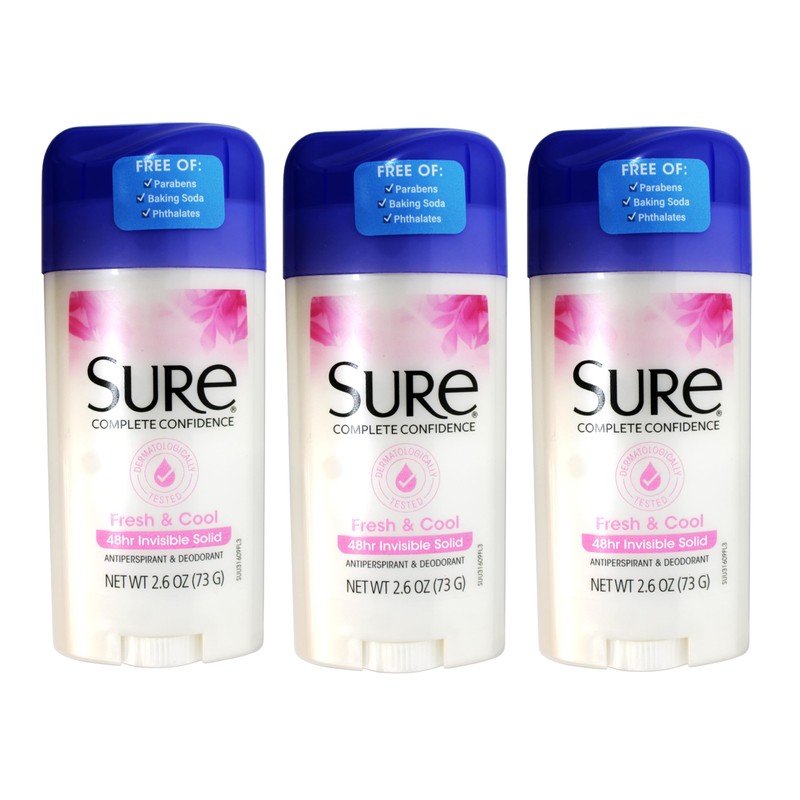 Sure Deodorant 2.6 Ounce Invisible Solid Fresh & Cool (76ml)