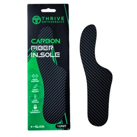 Thrive Orthopedics X-Glide Morton's Extension Carbon Fiber Insole, 1-Piece Orthotic Insert with Advanced Lightweight Technology for Big Toe Injuries & Recovery – 1 pc, Rigid US W7/M6 (233x78mm)