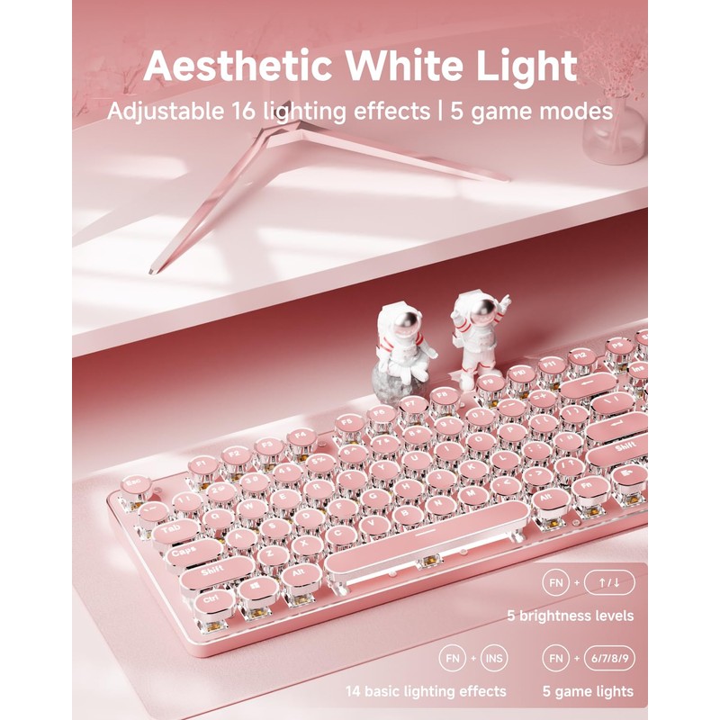 SEUNKWANG EWEADN TK950 Typewriter Keyboard Wireless Mechanical Keyboard, 104 Keys