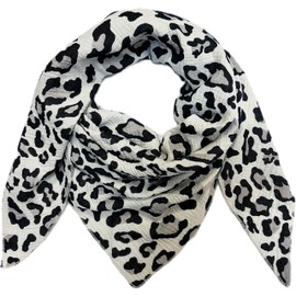 Leopard Triangle Scarf Made of 100% Cotton Spring Unisex Plain Fashion Stole Scarf Transition Period Italy Summer Knitted Scarf Knitted Scarf Leo, gray