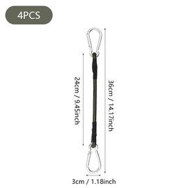 YDHfdc Bungee Cord with Hooks, Pack of 4, Expander Rope Tie Down Straps with Hooks, Luggage Tensioner, 36 cm, Rubber Tensioner, Bungee Cord for Camping, Luggage, Travel (Army Green)