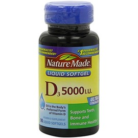 Nature Made Vitamin D3 5000 IU Liquid Softgels 90 ea (Pack of 2)