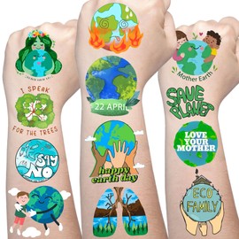 Earth Day Temporary Tattoos - 96pcs Save Earth Tattoo Stickers Environmentally Friendly Gifts, Eco-friendly Party Favors, Birthday Party Decorations Decor Supplies Natures Reward
