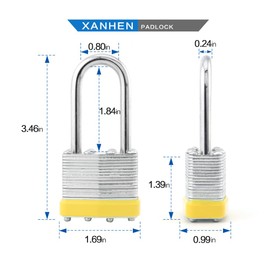 Lock Outdoor Padlocks, Key Lock, Padlocks with Same Key - Laminated Steel Keyed Padlocks with Long Shackle, 60 Pack, for Hasp Latch, Sheds, Fences, Storage Locker, School, Gym