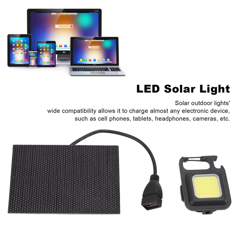 Monocrystalline Solar LED Light 5W IP68 Waterproof USB Rechargeable Solar