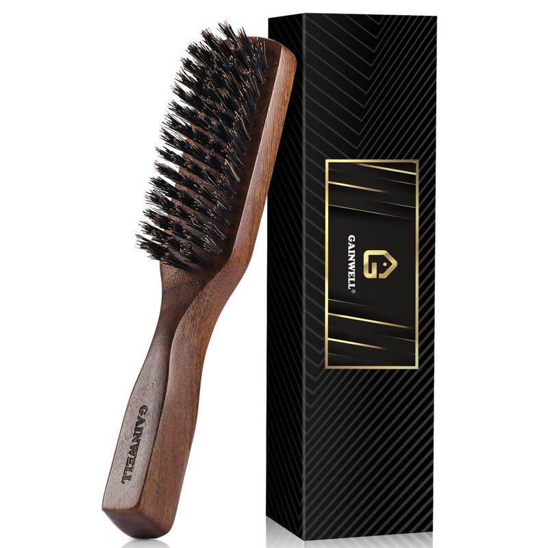Mens Wild Boar Bristle Hair Brush for Men - Slick