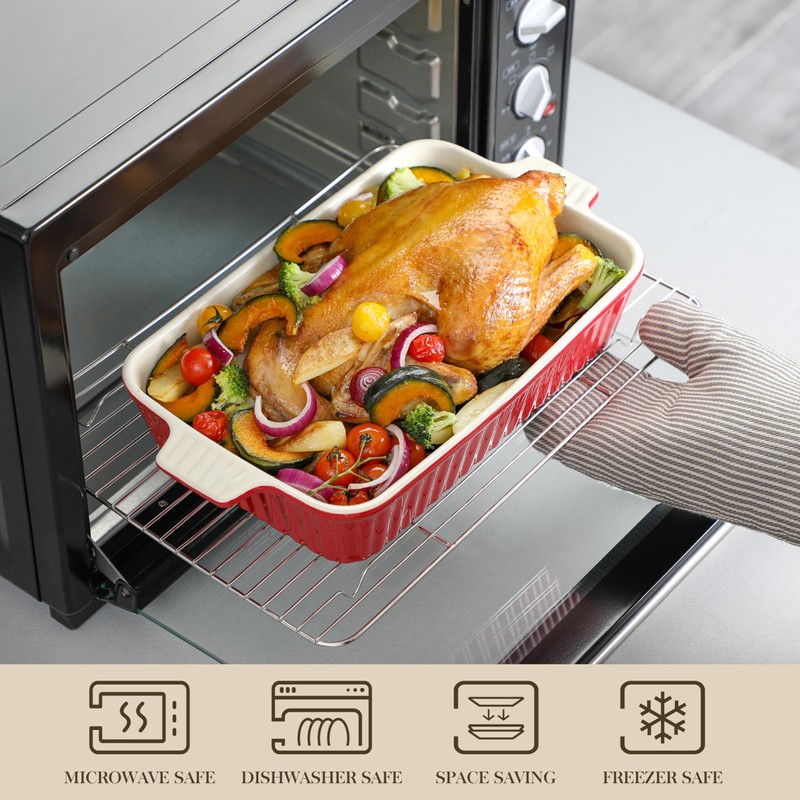 Bakeware Set of 4, MALACASA Porcelain Baking Pans Set for
