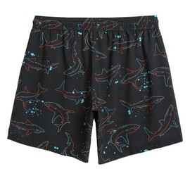 maamgic 7 Inch Mens Swim Trunks with Compression Liner Board Shorts with Zippered Pocket Bathing Suit for Beach Vacation Black and Blue Luminous Shark X-Large