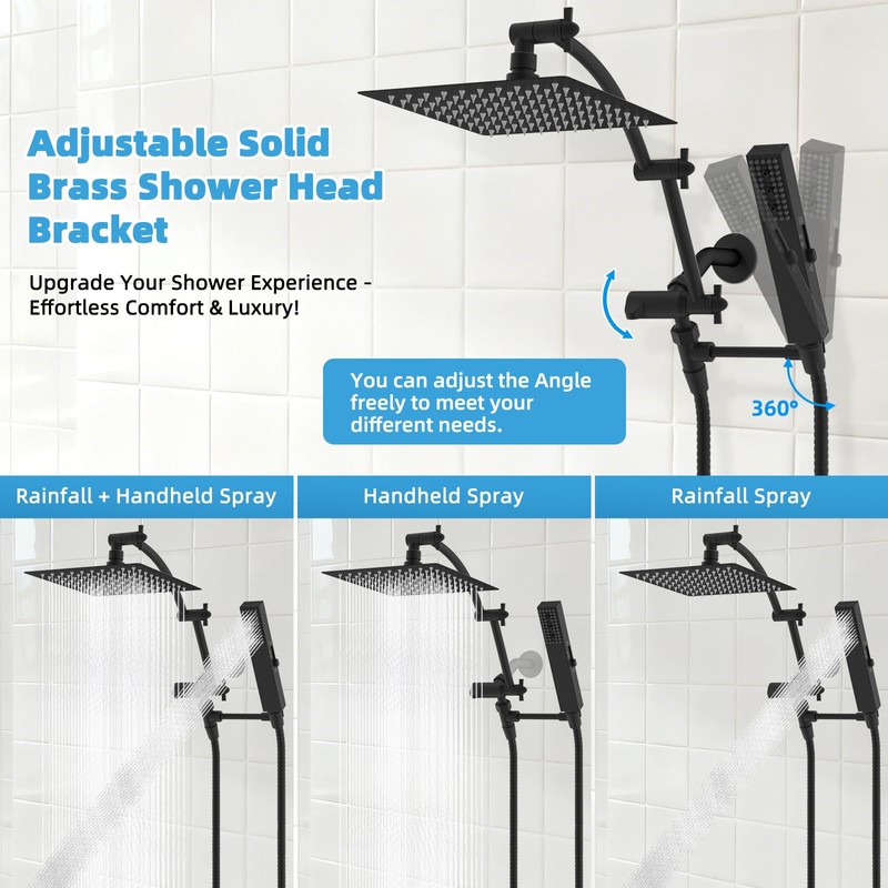 Hibbent All Metal CUPC Certified 8'' Rainfall Shower Head, Dual
