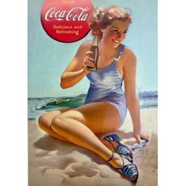 Coca-Cola  "Blue Swimsuit"  Framed Poster Vintage Soft Drink Ad NEW