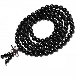Kuesn 8mm 108 Mala Prayer Beads Bracelet Natural Wood Tibetan Buddhist Buddha Meditation Bead Necklace Bracelet (Black)