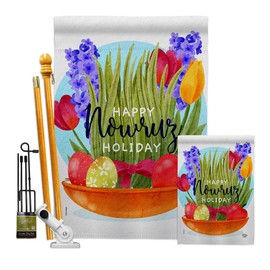 Ornament Collection Nowruz Happy Holiday Garden House Flags Kit Religious Persian New Year Christian Religion Day Small Decorative Gift Yard Banner Made in USA 28 X 40