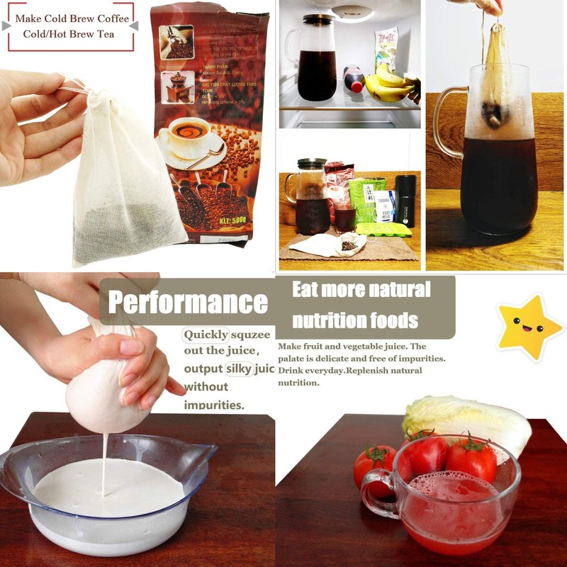AUXIN Nut Milk Bags,100% Cotton Cheesecloth Bags,Yogurt/Coffee/Tea Strainer,Reusable Almond Milk,Oat