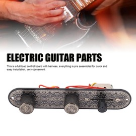 Prewired Electric Guitar Control Plate with 3 Way Switch, Knobs, and Harness for Telecaster Parts (GE205 Black Sunflower)