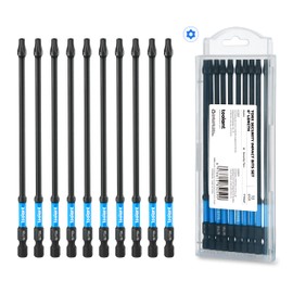toolant Impact Torx Bit Set 10pcs (TT25), 1/4 Hex-Shank S2 Steel Security Torx Bit Set, Tamper Proof Star Bit Set with CNC Machined Tips, 6" Long with Magnetic Impact Bit Holder and Storage Box