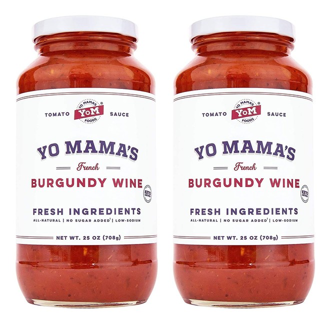 Keto Burgundy Wine Pasta Sauce by Yo Mama's Foods - Pack of (2) - No Sugar Added, Low Carb, Low Sodium, Gluten Free, Paleo Friendly, and Made with Whole, Non-GMO Tomatoes