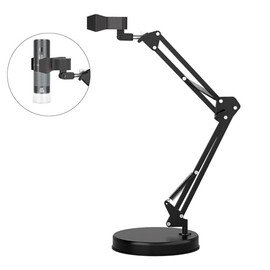 Max 21-inch Adjustable Universal Stand for Digital Microscopes – 360° Rotating Arm, Table Clamp Included – Supports Up to 6cm Diameter USB/WiFi Microscopes – Ideal for Lab, Electronics, and DIY