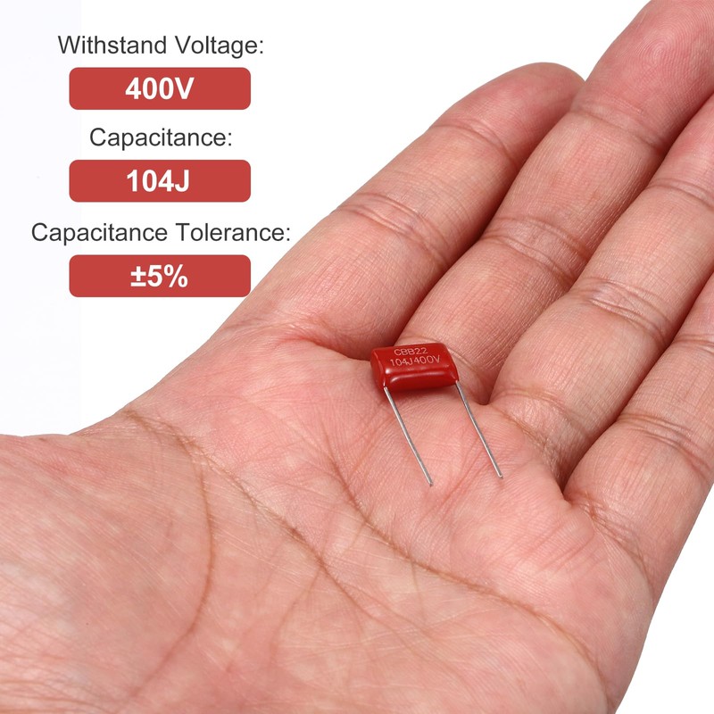 uxcell 20Pcs CBB22 400V 104J 5% Tolerance Through Hole Metallized