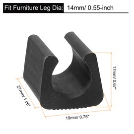 sourcing map 25Pack Rectangle Shaped Chair Legs Tips, Fitting 14mm Metal Tube Legs - Plastic Furniture Protector Feet Glides for Hardwood Floors, Black