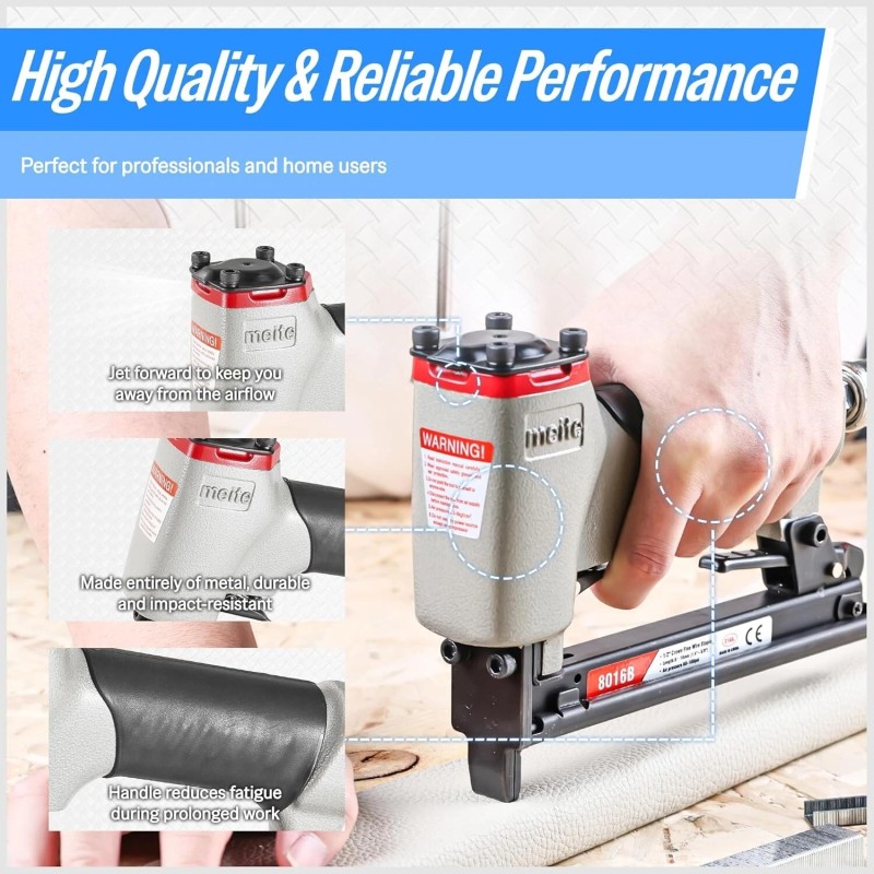 meite 21GA 1/2" Crown 1/4" - 5/8" Pneumatic Upholstery Stapler