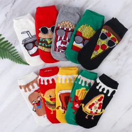 Jeasona 10/12 Pairs Men's Trainer Socks 43-46 Cotton Funny Socks Men's 43-46 Colourful Socks Men's Trainers, Multicoloured-8715D