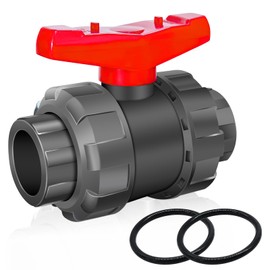 Boltigen 2inch PVC Ball Valve, UPVC True Union Ball Valve, Full Flow Double Union Ball Valve, Schedule 80 PVC Union Valve for Irrigation, Pool, Venting Systems(2"UPVC with 2pcs EPDM O-Rings)