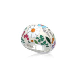 Belle Etoile Flower Garden Ring - Size 8, Ivory