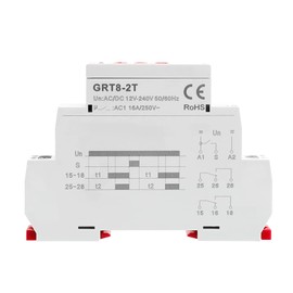 GEYA Double Delay On Timer Relay 16A AC/DC12V-240V 2 Outputs Time Delay Relay Din Rail(GRT8-2T,AC/DC12V-240V)