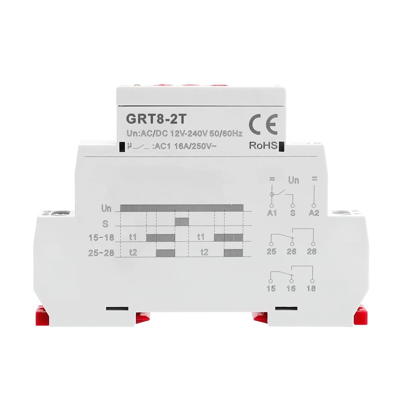 GEYA Double Delay On Timer Relay 16A AC/DC12V-240V 2 Outputs
