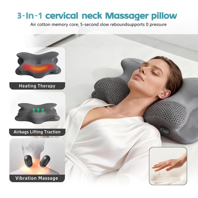 3-in-1 Cervical Neck Pillow for Neck Pain Relief with Heating