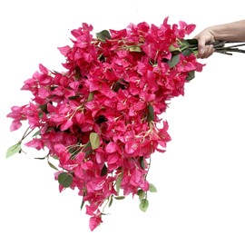 wardbum Pack of 20 - Artificial Bougainvillea Flowers Silk Floral Stems Hanging Bougainvillea Vines for Wedding & Home Shower Party Table and Vase Decor - 30.5 inch (Fuchsia- Pack of 20)