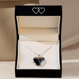 Amoonic Romantic Love Women's Heart Locket 925 Silver to Open, Chain 45-50 cm, Photo Upload Service & Case Engraving, A Gift from the Heart, Sterling Silver