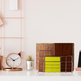 Relaxdays Desk Document Holder 3 Compartments Metal Standing Shelves 14 x 17.5 x 8 cm Rose Gold