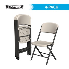 Lifetime Folding Chairs, Heavy Duty Foldable Chair Contoured for Comfort, 4-Pack