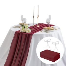 AILITI - Camino de mesa de gasa para boda, camino de mesa de gasa de 29 x 120 pulgadas, decoración rústica transparente para despedida de soltera, baby shower, fiesta de cumpleaños (Burgandy)