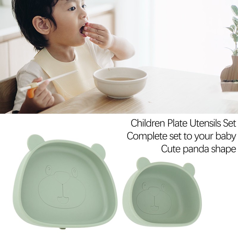 4pcs Children Plate Utensils Set Silicone Suction Bowls Set Toddler