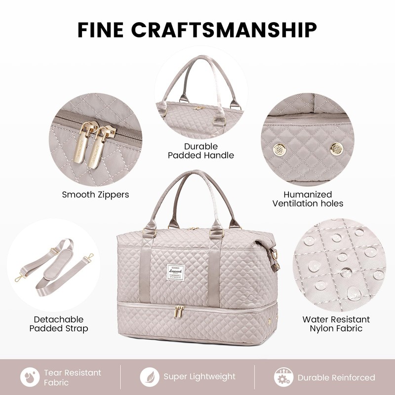 LOVEVOOK Women's Large Travel Bag with Shoe Compartment and Wet