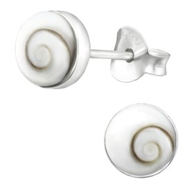 EYS JEWELRY Jewellery Set Women's Earrings Silver 925 Shiva Eye Shell Necklace Silver with Pendant Gifts for Women in Case, Sterling Silver, Shell