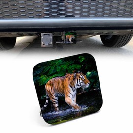 Beabes Hitch Receiver Cover Tiger, African Wildlife Forest Animal Tiger 2" Compatible with Trailer Hitch Tube Cover Plug Cap, Rubber Trailer Hitch Cover Towing Hitch Cover