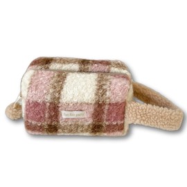Fluffy Makeup Pouch, Check, Open Wide, Large Capacity, Large Capacity, Pom Pom, Cosmetic Pouch, Easy To Put Out, Handle Included, Pink