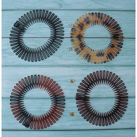 Sowaka 4 Pcs Circular Stretch Comb Round Plastic Circle Spring Headband Flexible Hair Wrap Holder Hair Comb Supplies for Women Girls Outgoing Sports Hair Accessories (Colorful)