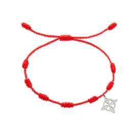 Only faith Red Thread 7 Witch Knot Bracelet for Women Stainless Steel Red Cord Adjustable Lucky Charm Handmade, Stainless Steel